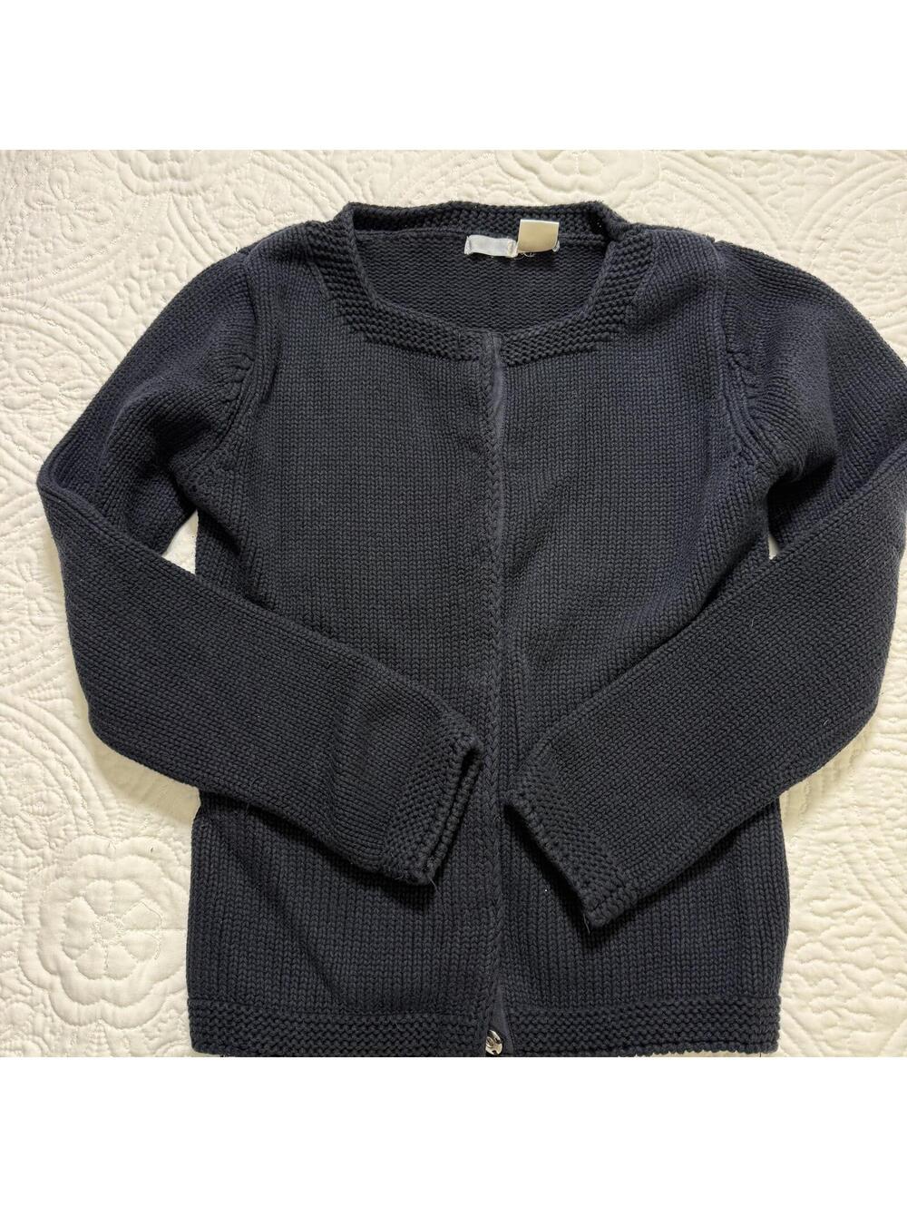 LA REDOUTE French Collections Vintage Black Snap front 100% Cotton Cardigan SZ S